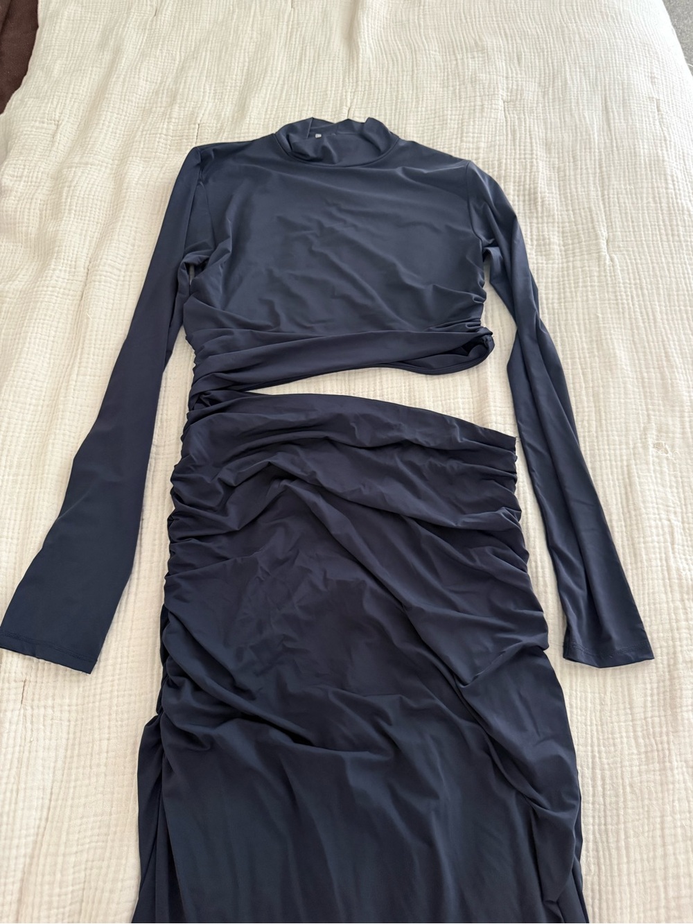 Cut out Navy Ruched Dress